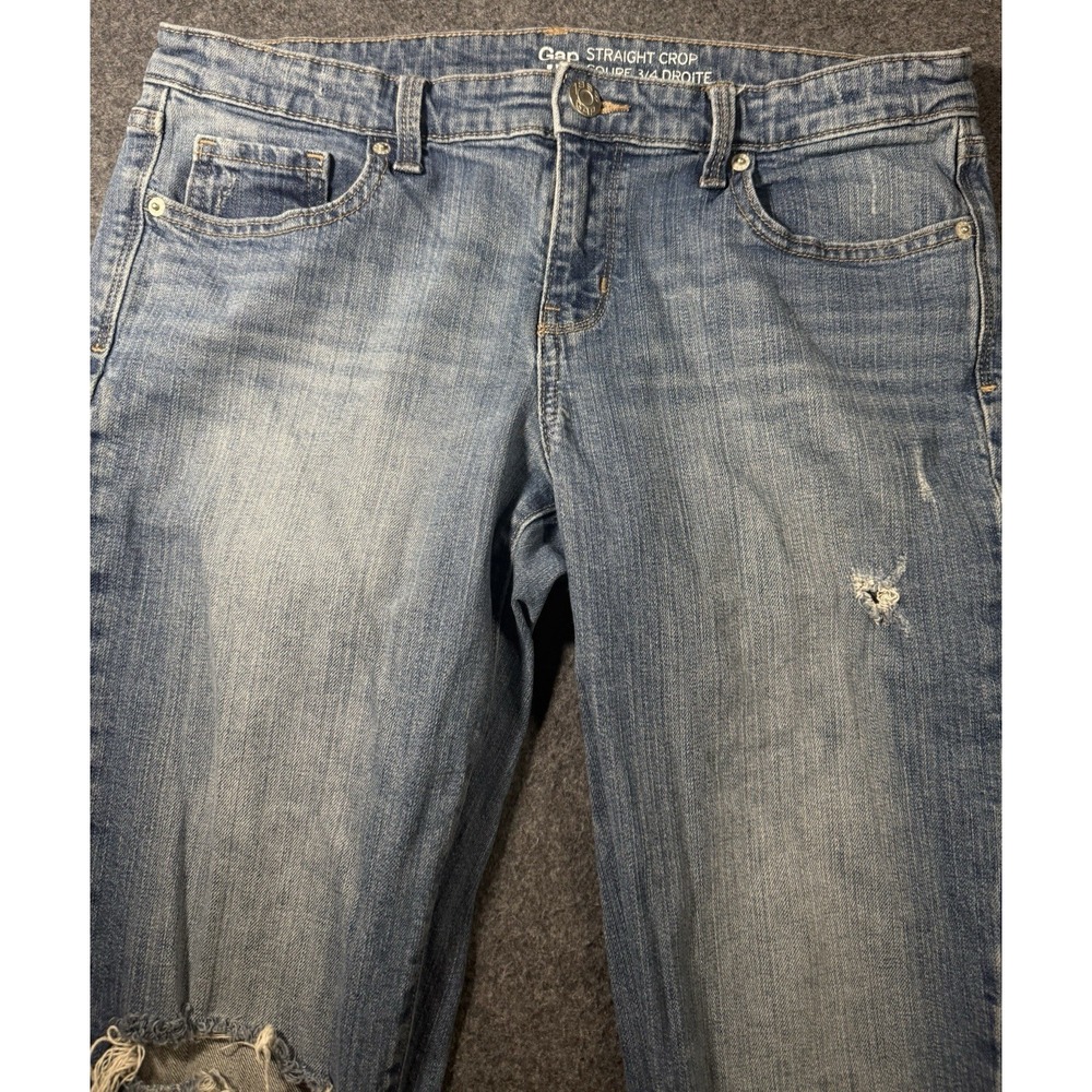 Gap Straight Crop Distressed Denim Jeans Size 12/31R